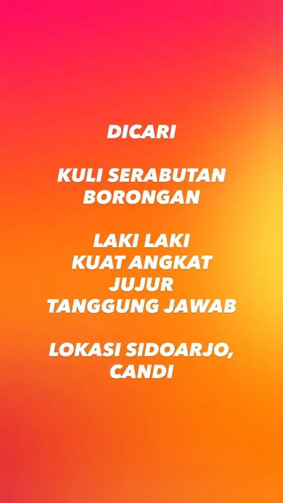 KULI SERABUTAN BORONGAN HARIAN