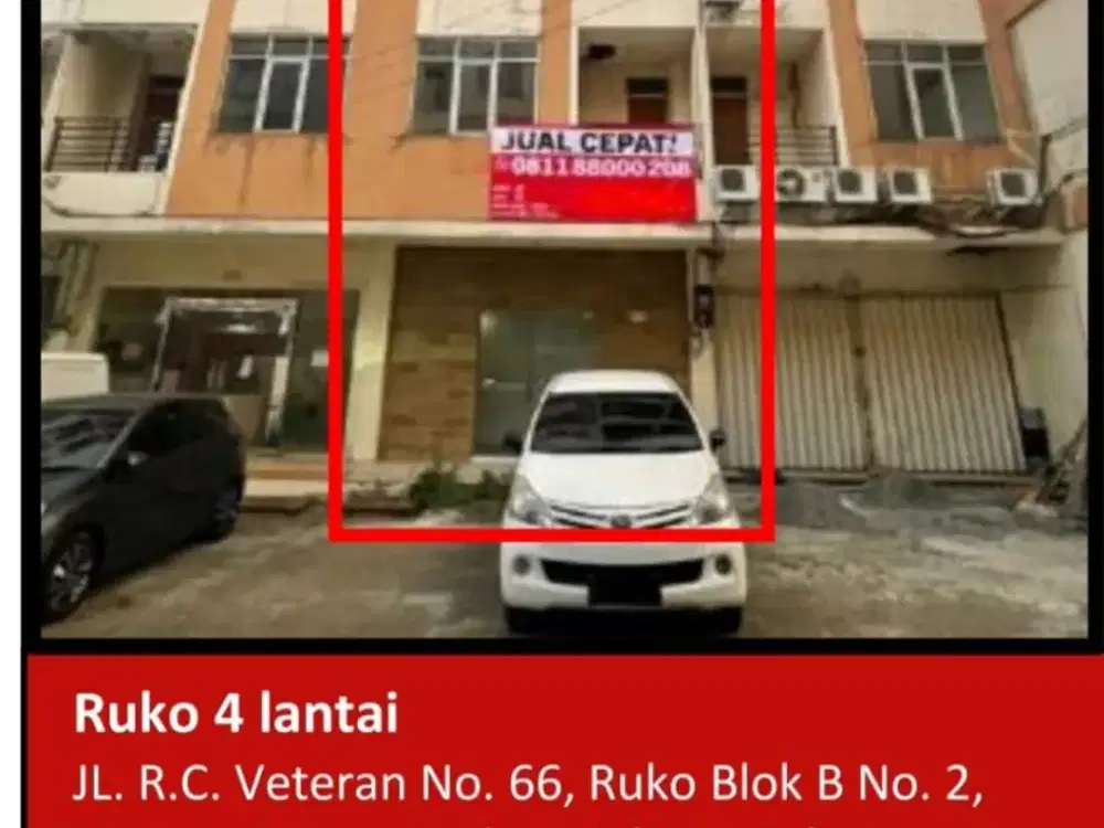 Di Jual Ruko 4 Lantai Aset Bank di Jl. R.c. Veteran , Bintaro, Pesanggrahan, Jakarta Selatan.