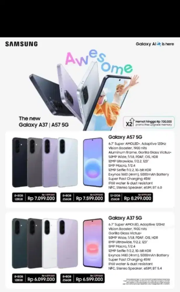 Samsung galaxy A57 & A37