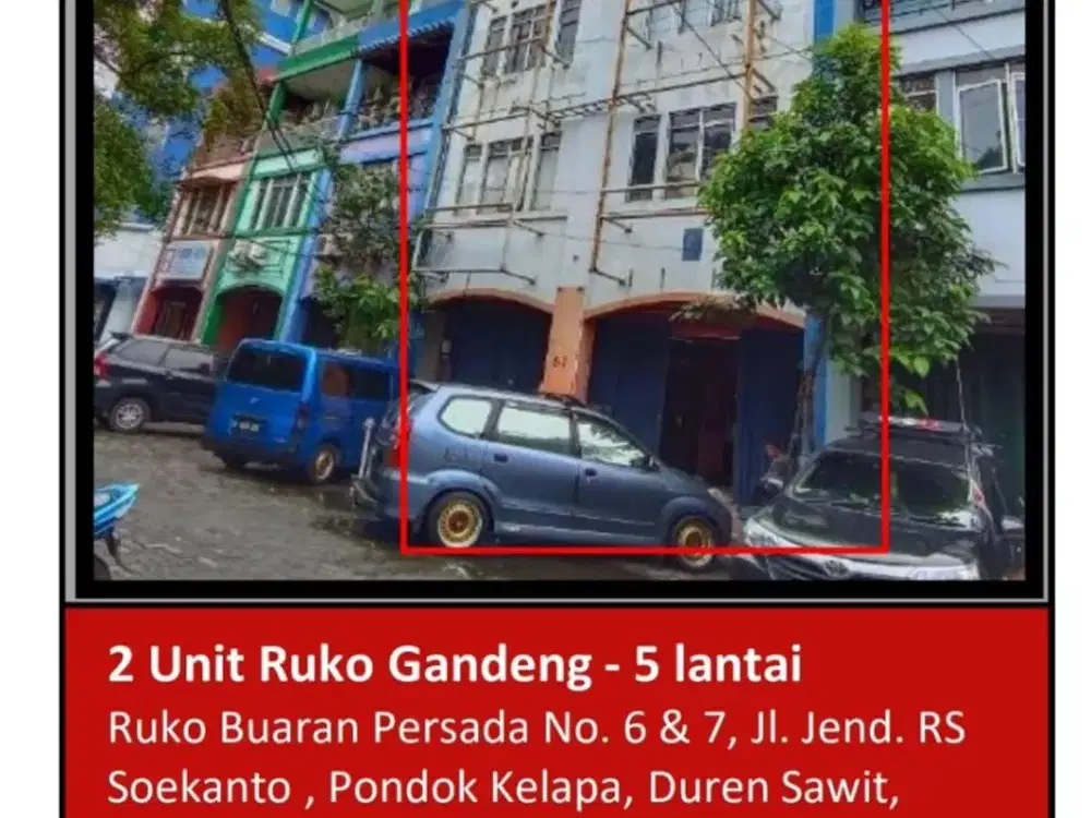 Di Jual 2 Ruko Gandeng 5 Lantai di Ruko Buaran Persada Jl. Jend. Rs Soekanto , Pondok Kelapa, Duren Sawit, Jakarta Timur.
