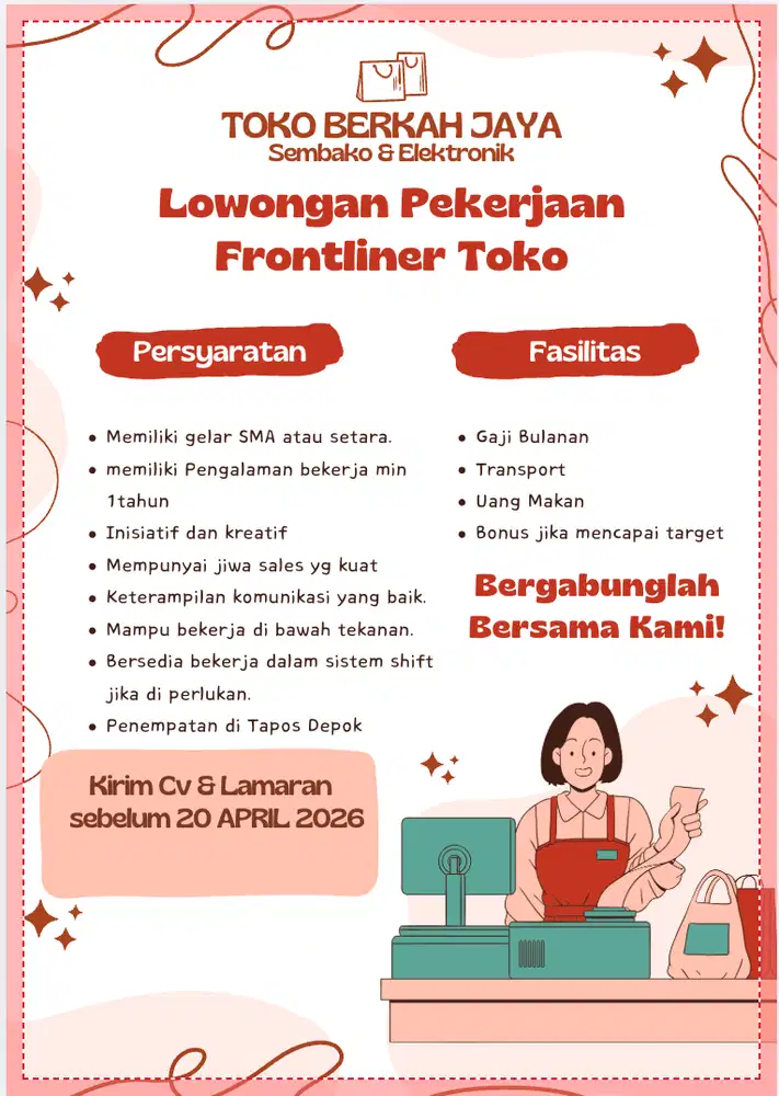 DI BUTUHKAN SEGERA KARYAWAN TOKO/FRONTLINER
