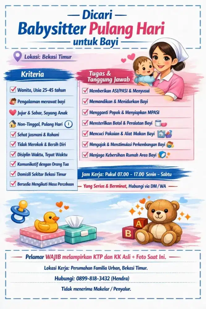 Dicari Suster Momong Pulang Hari