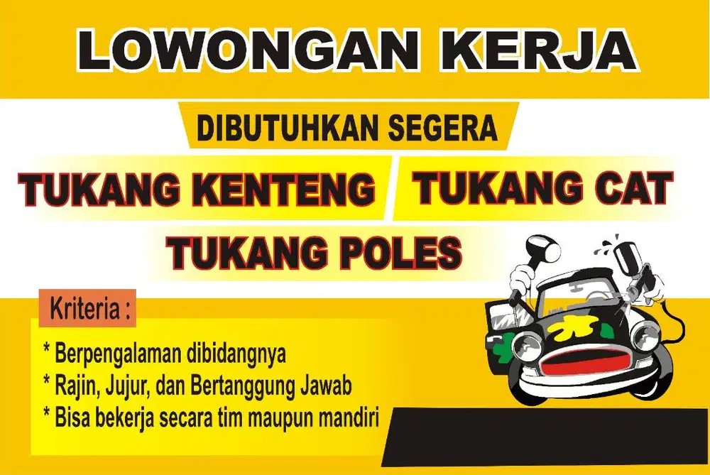 BENGKEL CAT MOBIL BUTUH KARYAWAN