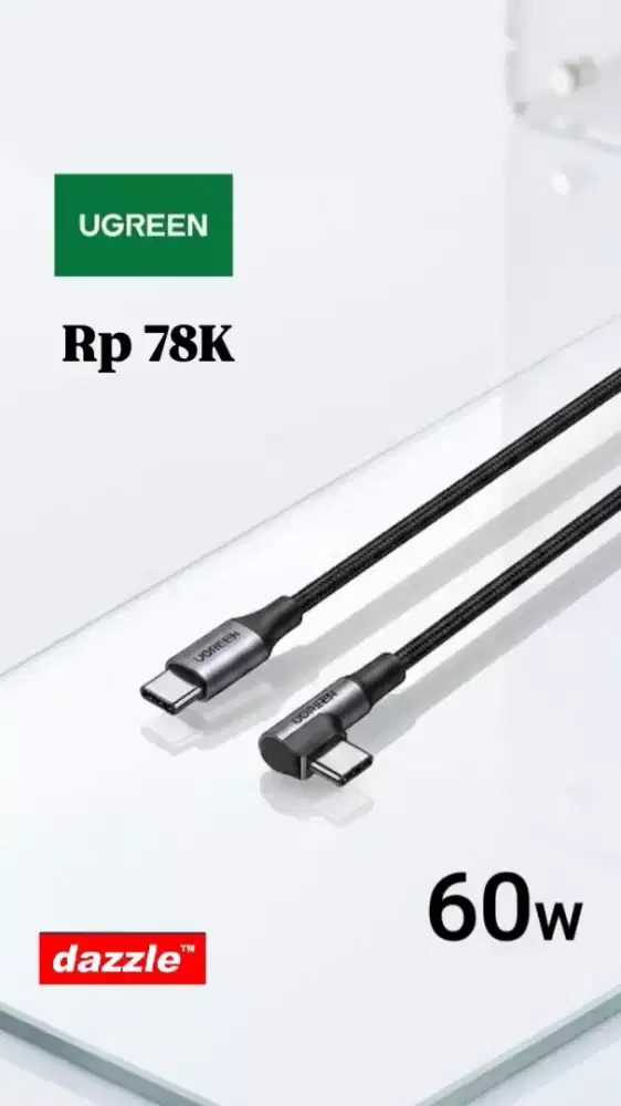 Kd ugreen cable c to c 60 Watt gaming nylon 2M black