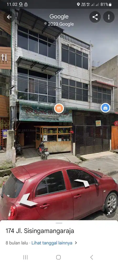 Ruko SM Raja Depan UISU 3.5 lt siap huni disewakan bekas Cafe