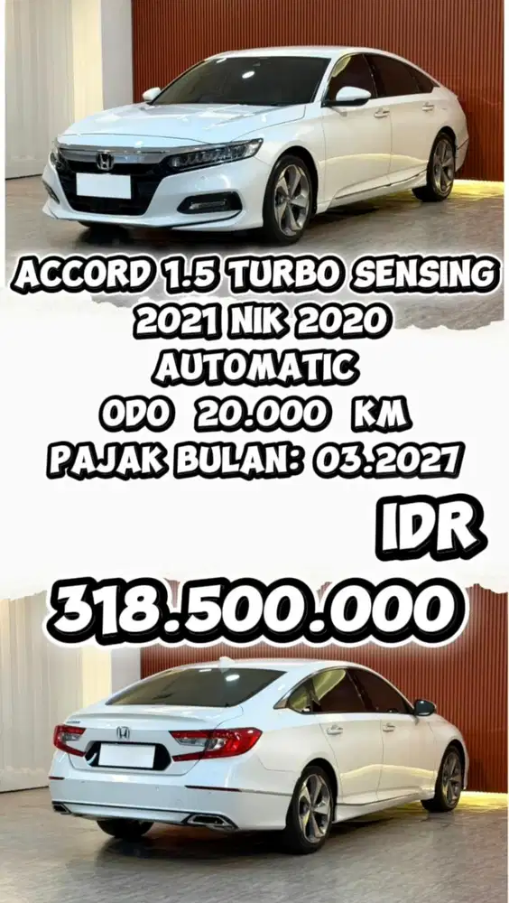 Honda Accord 1.5 Turbo Sensing AT 2021 NIK 2020 Siap Langsung  Pakai