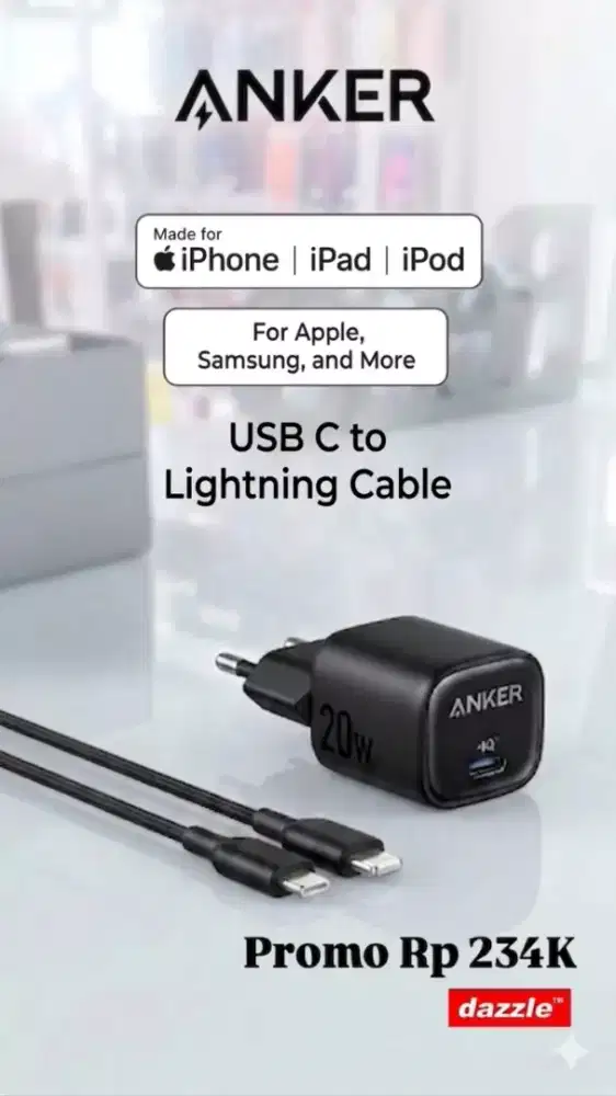 Tc anker set zolo  20 Watt type c to lightning black