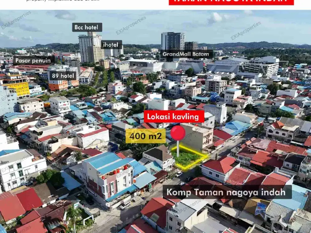 dijual Kavling siap bangun 400 M2 lokasi super Taman Nagoya indah sebelahan grand Batam mall