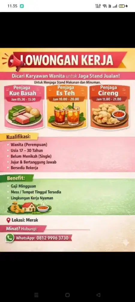 DICARI KARYAWAN JAGA STAND