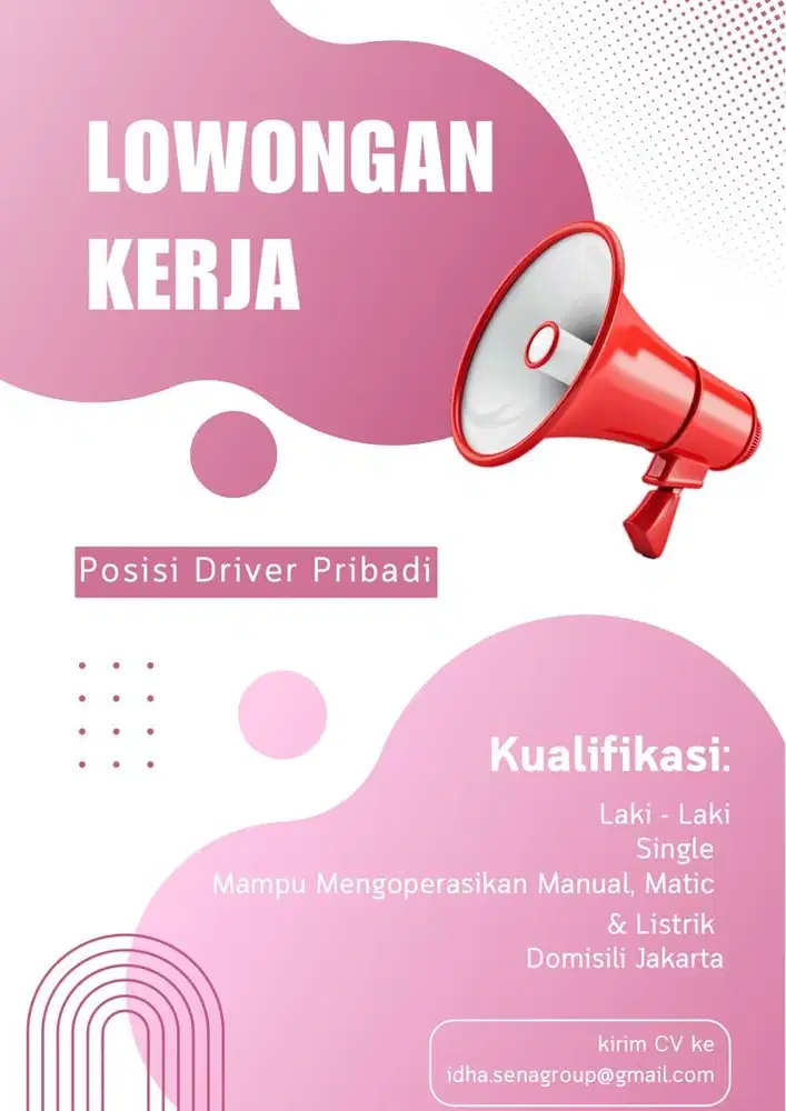 Dibutuhkan driver pribadi, single, dan menginap