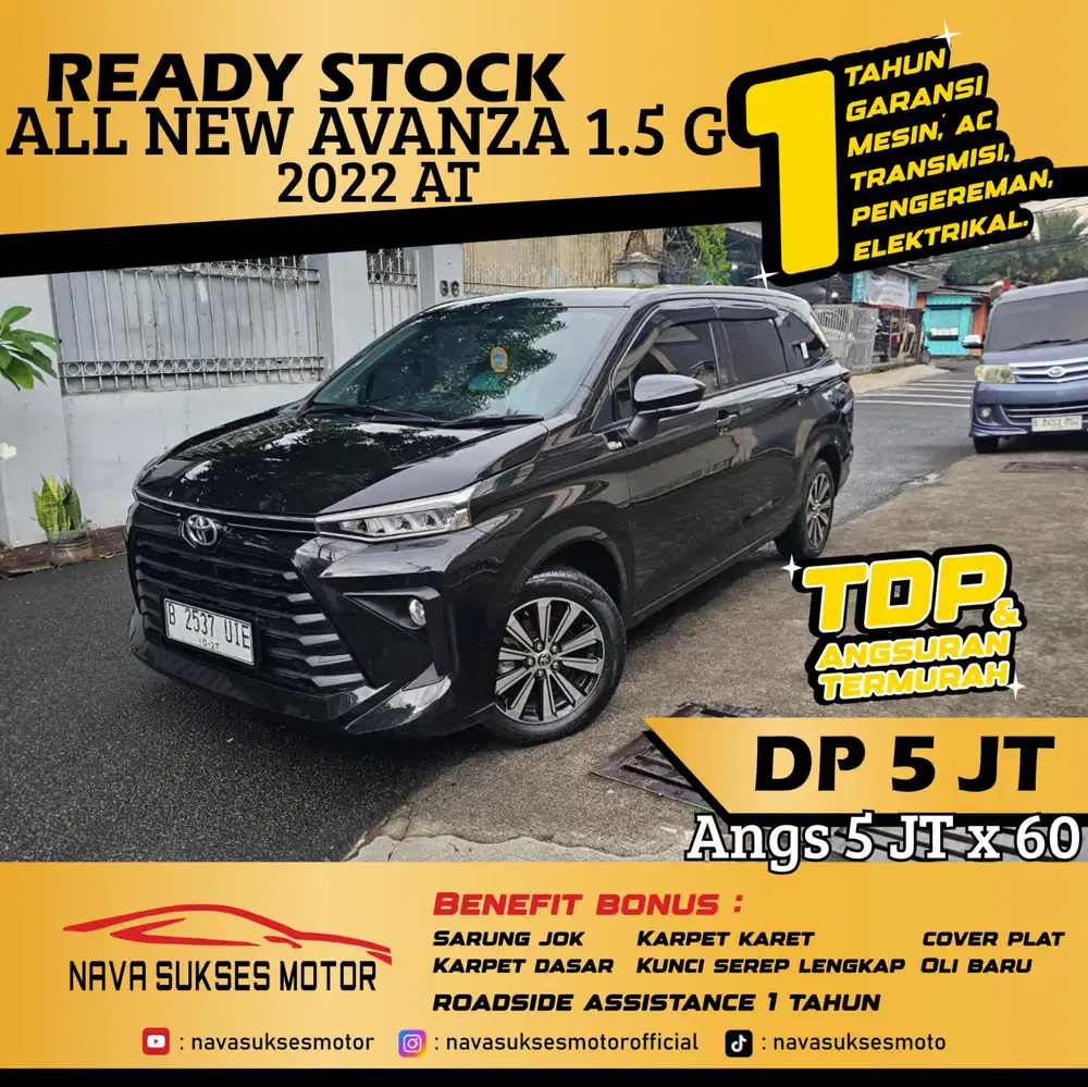 TDP 5 Jt Angs Termurah All New Avanza G 1.5 2022 Matic Hitam Low Km