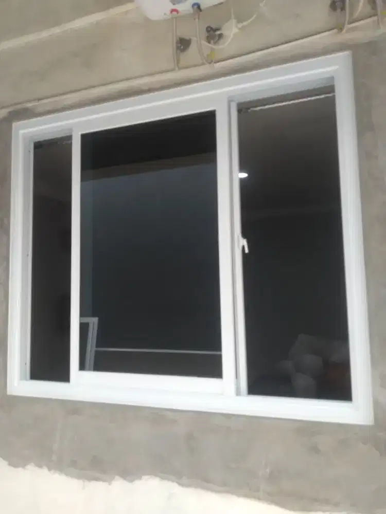 Jendela sliding alumunium T120cm L12cm hrg dg pasang, bs bayar dtempat