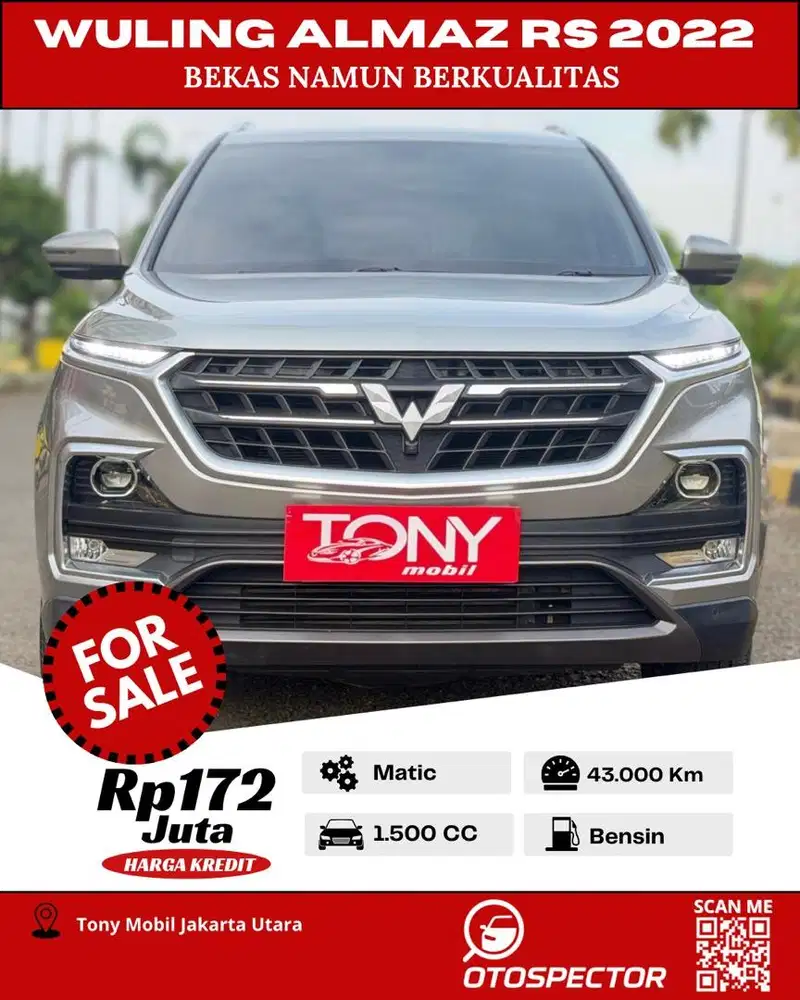 #Tony Mobil# Wuling Almaz RS T Lux 2022 Abu-Abu
