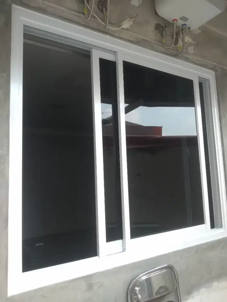 Jendela sliding aluminium T120cm L120cm hrg terpasang bs byr COD