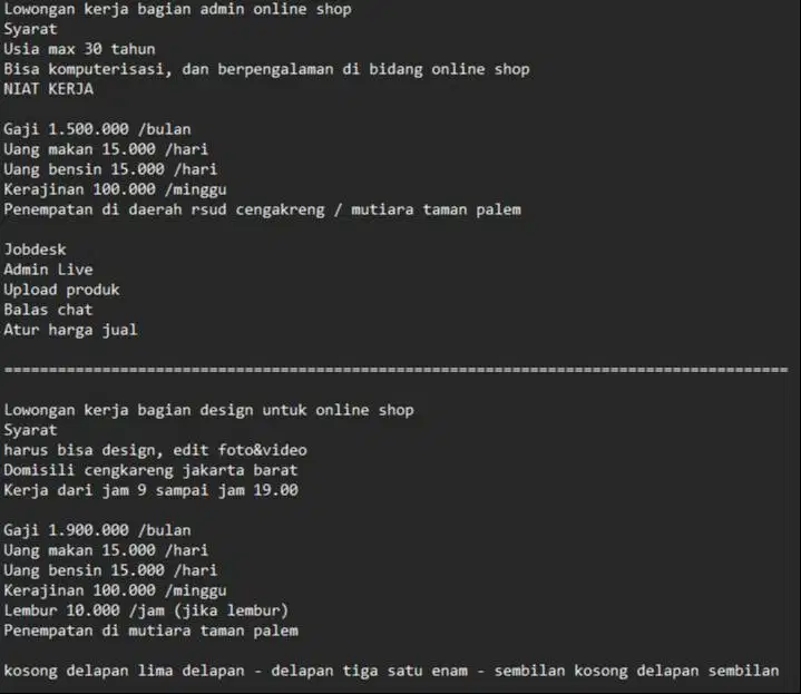 LOWONGAN KERJA ADMIN ONLINE SHOP DAN 1 ORANG DESIGN UNTUK ONLINE SHOP
