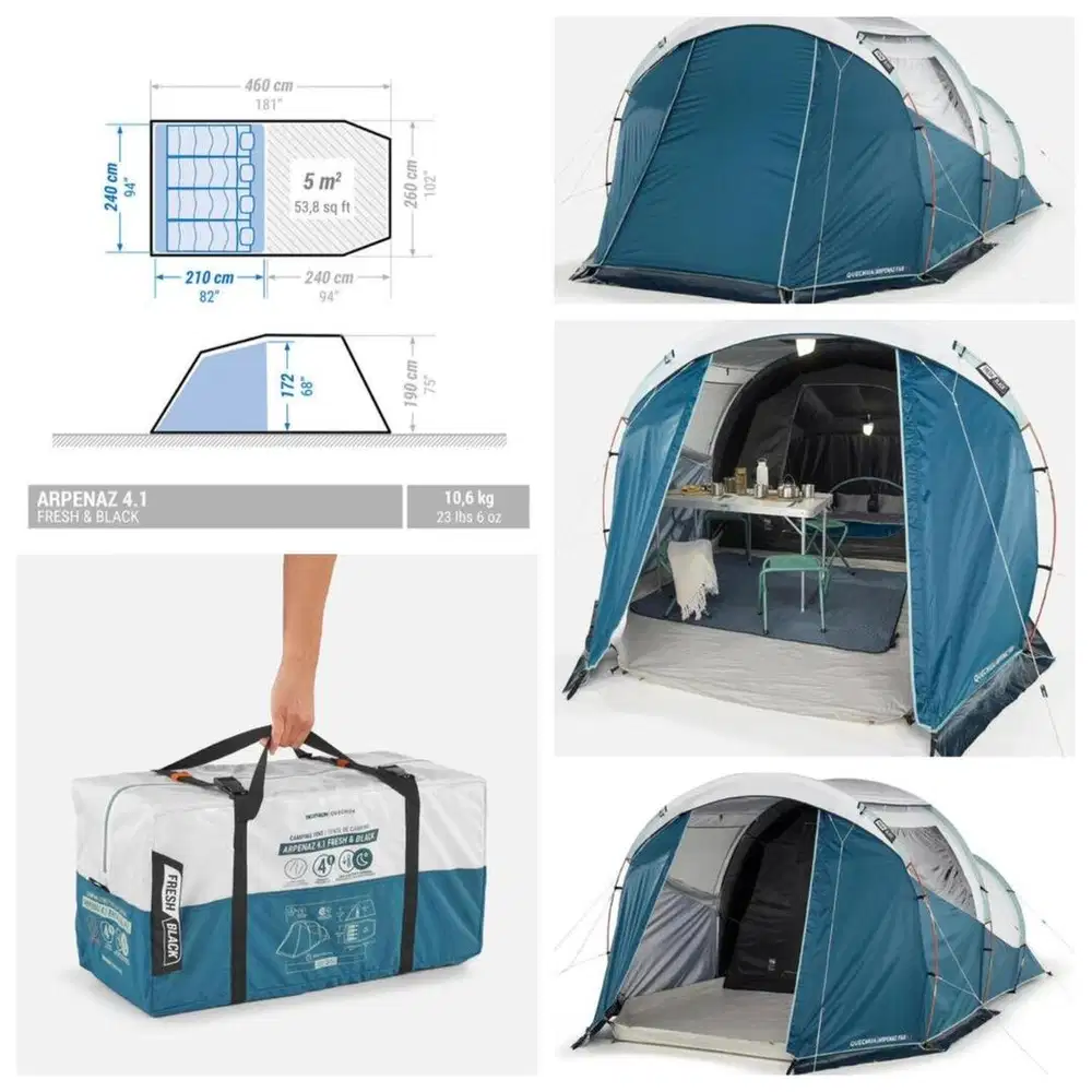 Tenda 4 Orang Arpenaz 4.1 Kondisi Mulus Jarang Pakai Full Set
