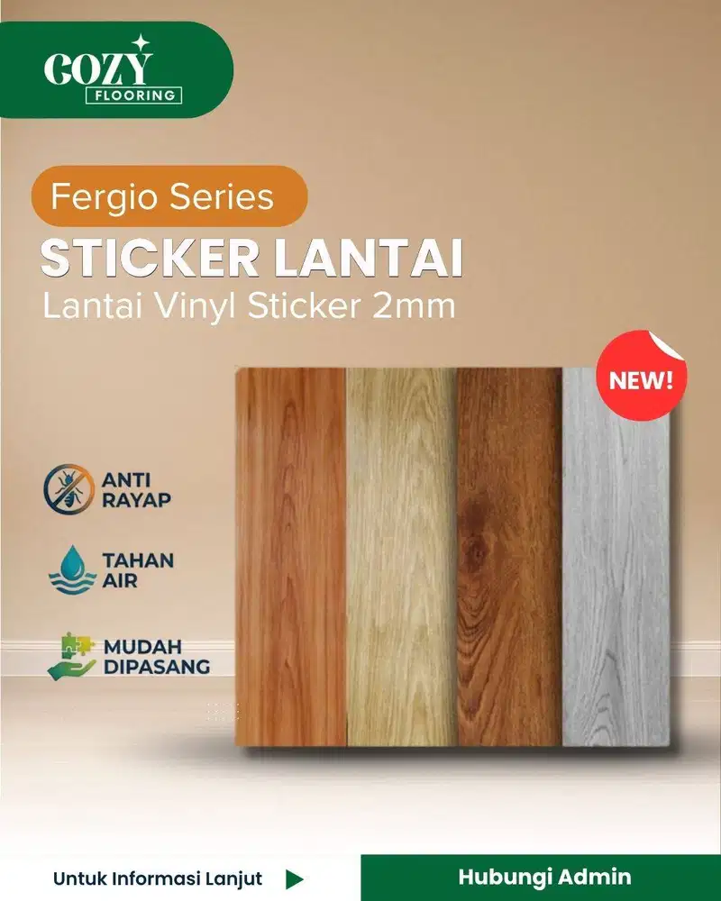 Stiker Lantai Vinyl Fergio Motif Kayu Premium Dengan Lem Vinil Sticker