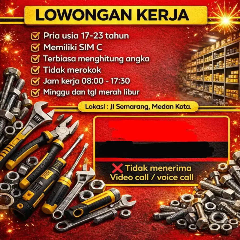 Lowongan perkerjaan toko besi/baut