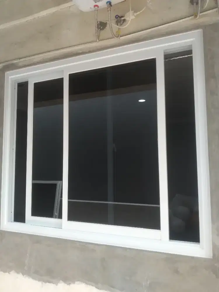 Jendela sliding alumunium T120cm L120cm harga plus pemasangan bs COD