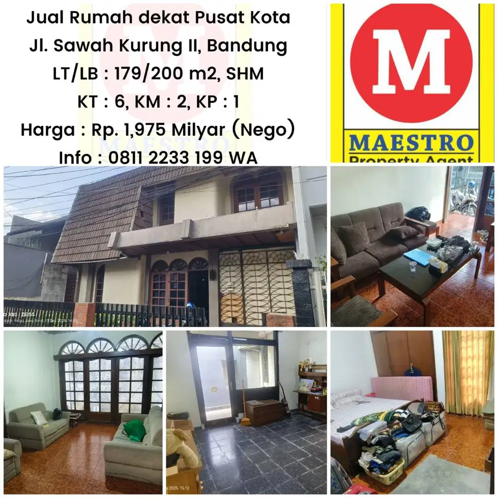Jual Rumah Jl Sawah Kurung dekat Pusat Kota Bandung
