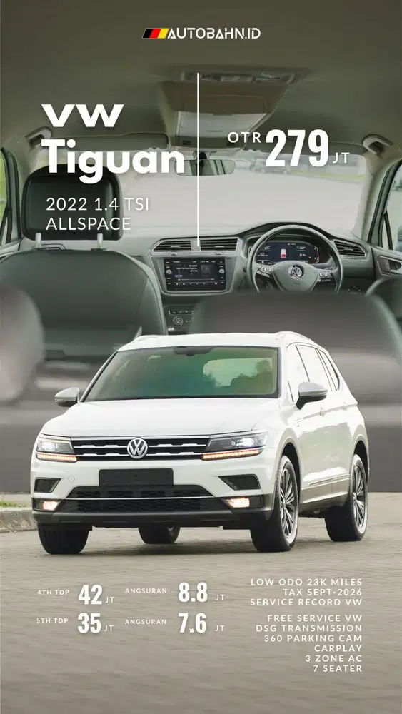 3 Row 7 Seaters! VW Tiguan Allspace 1.4 TSI 2022 White Warranty