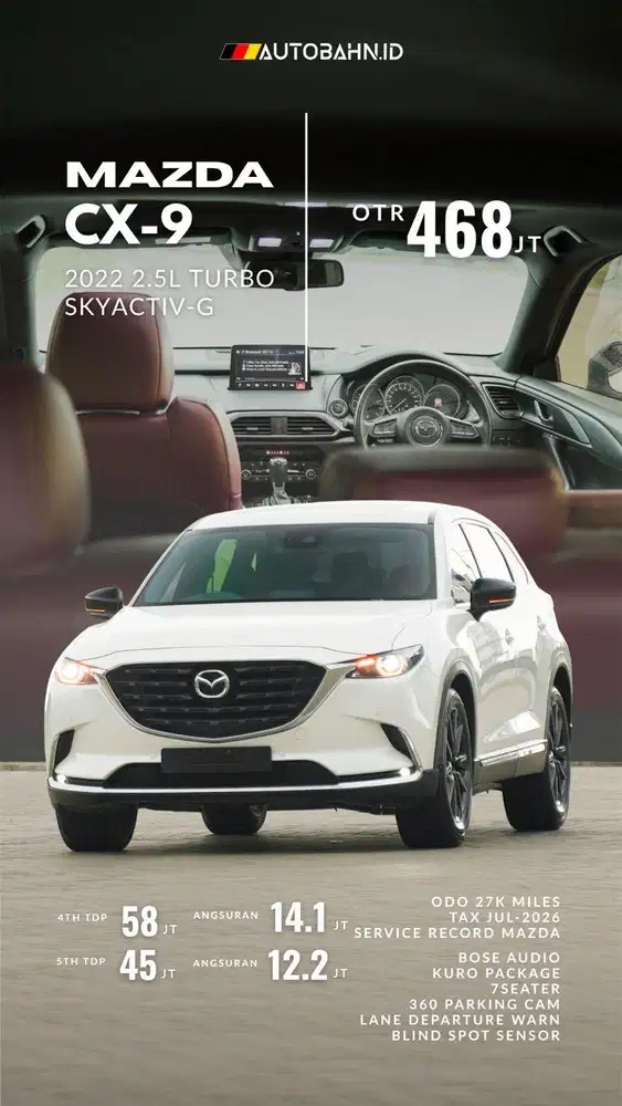 Mazda CX-9 Kuro Edition Turbo 2.5L Skyactiv-G 2022 cx9 Warranty