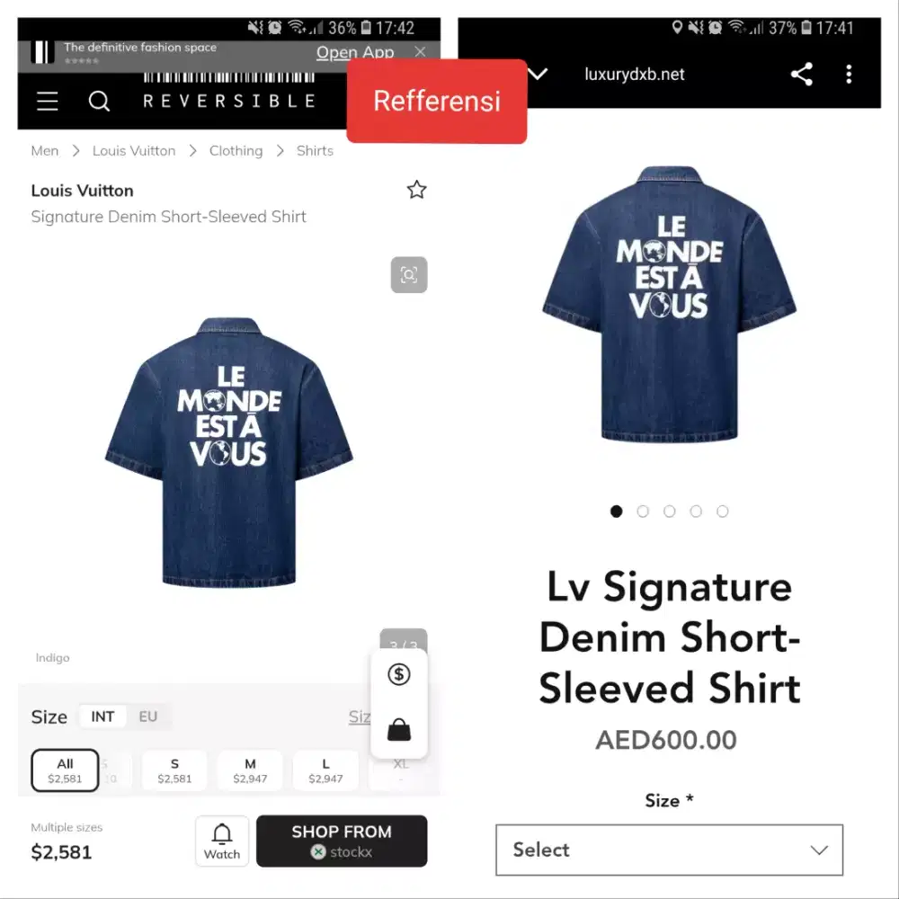 Auth kemeja lv louis vuitoon denim shirt