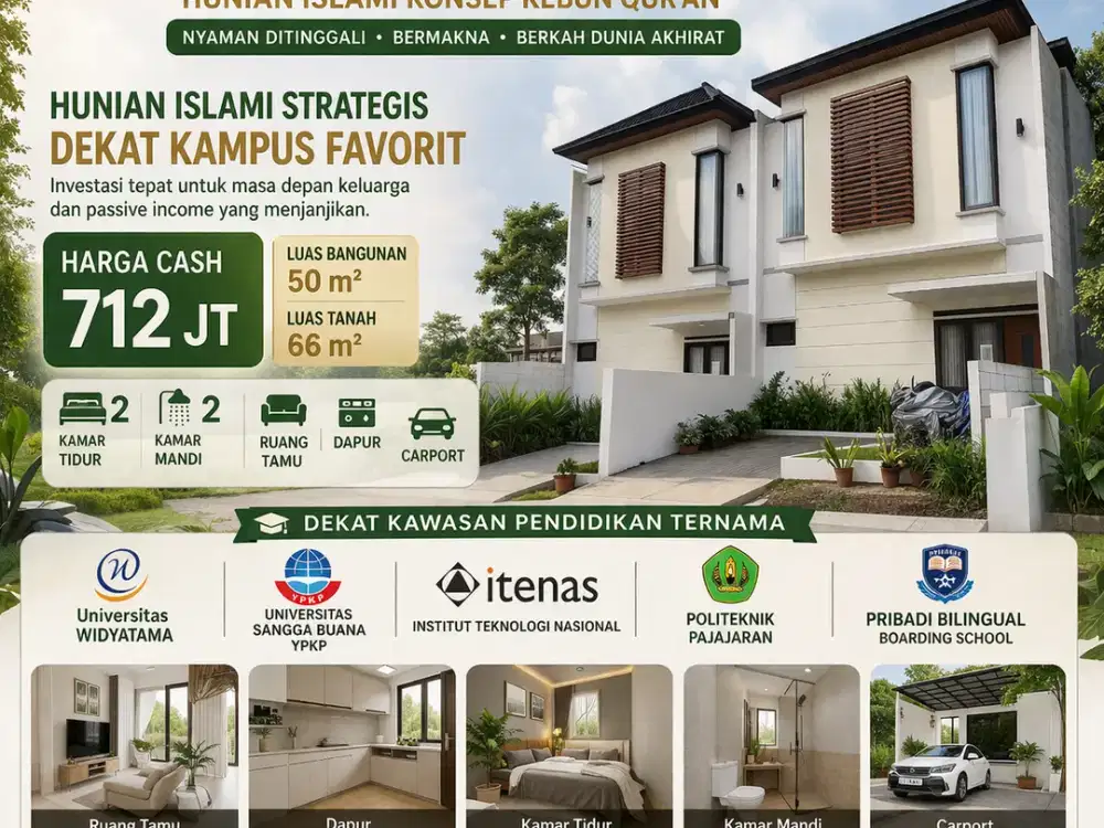 Hunian Islami Dekat PHH Mustofa & Kampus Favorit | 2KT 2KM | 712 JT