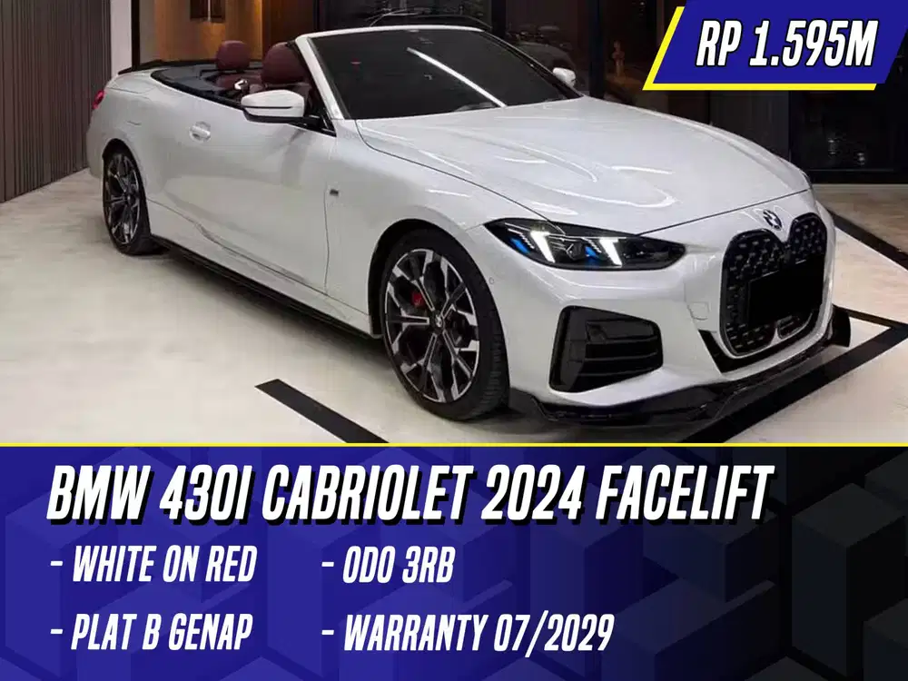 BMW 430i Cabriolet 2024 Facelift White on Red Putih 430 i Cabrio