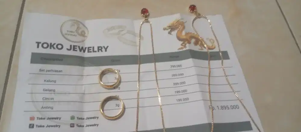 Di jual cincin dan kalung double dua mas muda