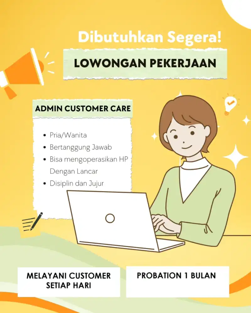 Admin Wanita/Pria Berpengalaman