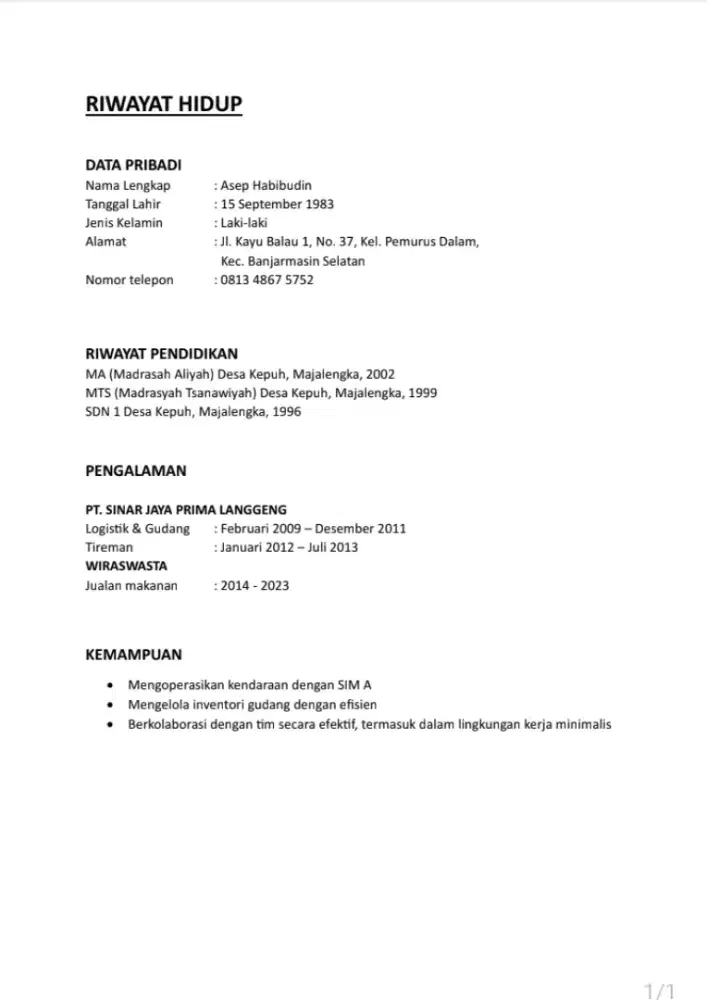 Mencari Kerja, driver, Gudang, dll