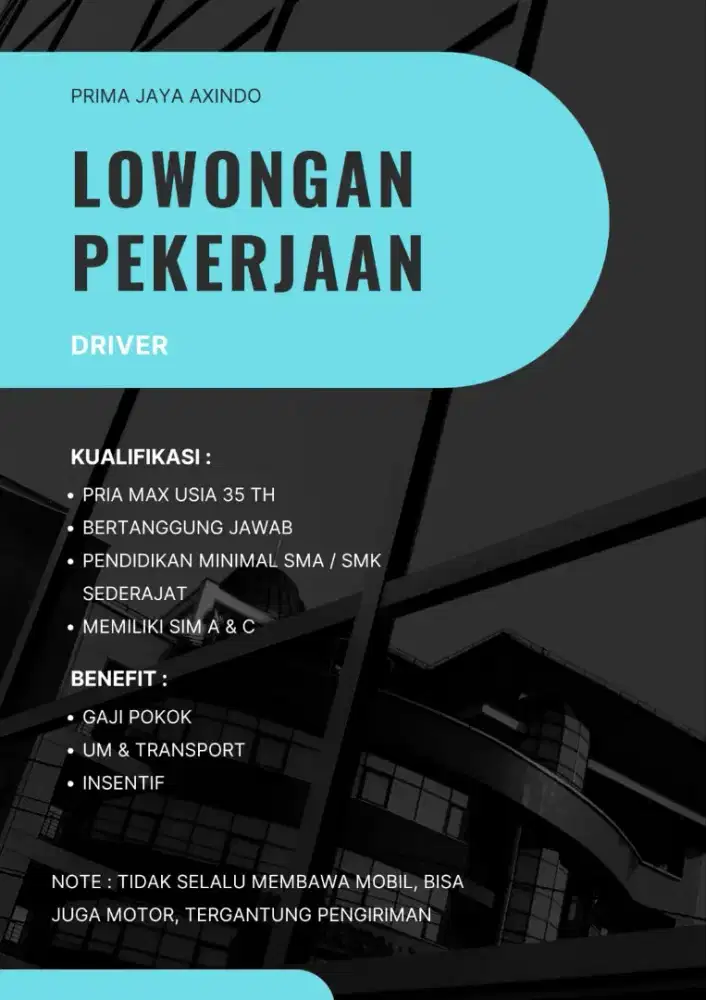 Dibutuhkan Segera DRIVER