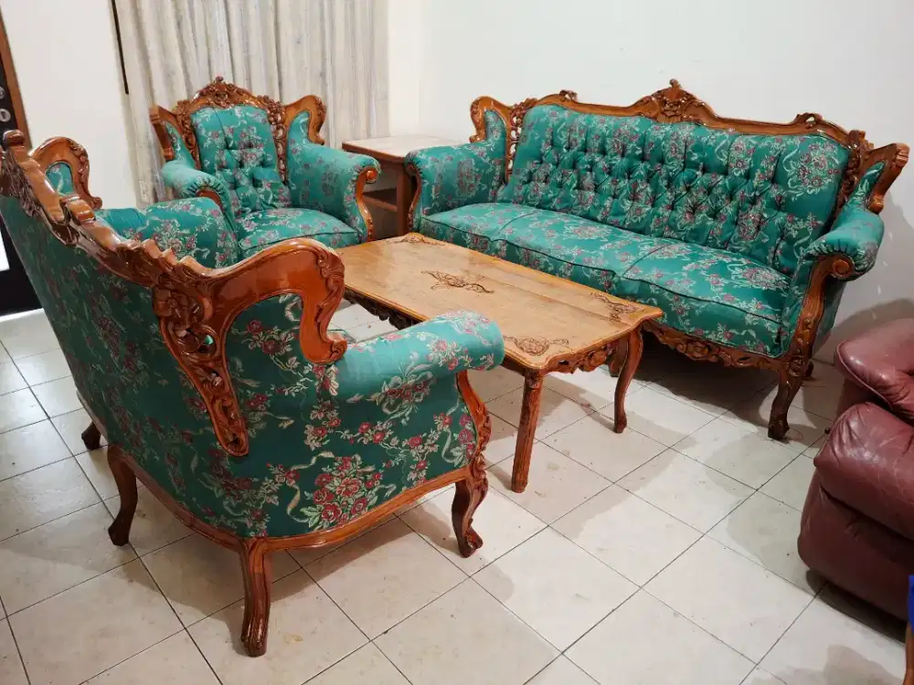 Kursi Tamu Jati Set Sofa Bangku Meja Ruang Kayu Ukir Antik Klasik 321