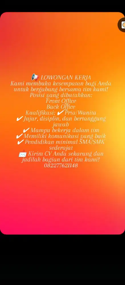 DI BUKAK LOWONGAN DAERAH MEDAN