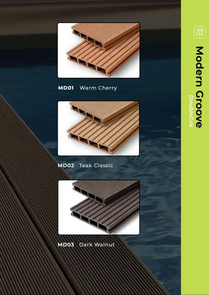 WPC DECKING OUTDOOR LANTAI KAYU MOTIF GARIS PANJANG 2,9METER
