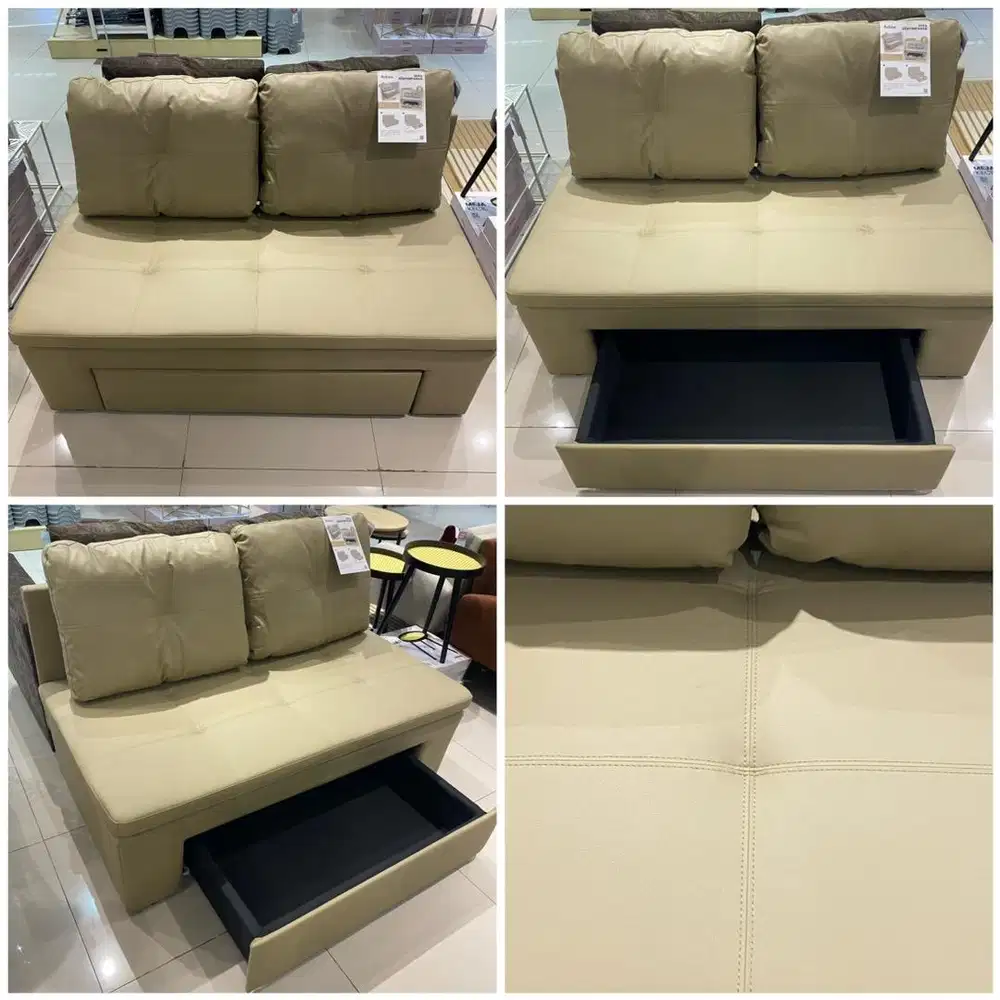 SOFA KULIT DENGAN PENYIMPANAN