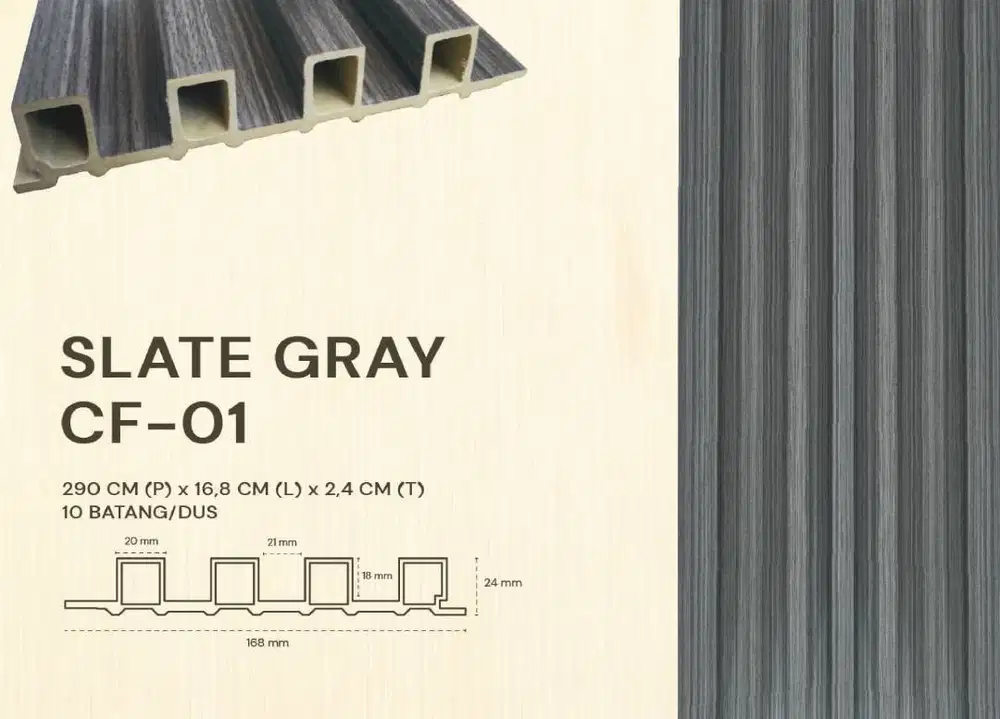 Wood WPC Wall Panel 2,9 Meter Dekorasi Dinding Anti Rayap Dan Anti Air