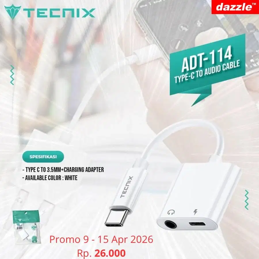 Kabel audio Tecnix OTG C to audio + jack charging ADT114