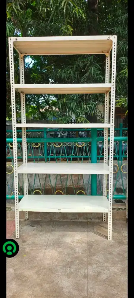 Jual rak besi siku lubang 5 sususn tinggi 2meter lebar rak 50cm