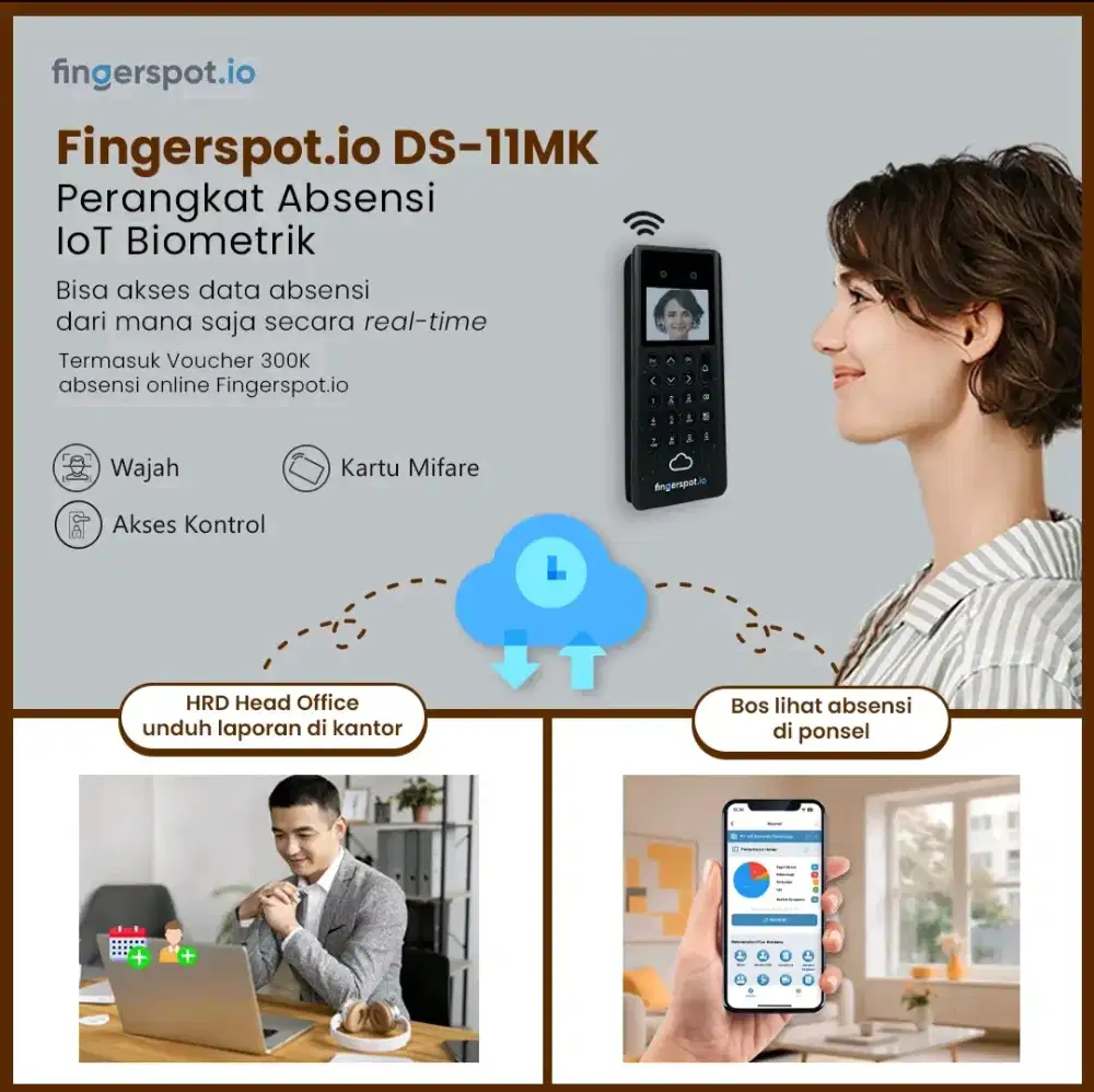 Mesin Absensi Fingerspot IOT DS-11MK Biometric Reader