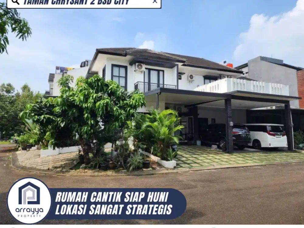 RUMAH CANTIK NAN MEWAH 2 LANTAI POSISI HOEK DI TAMAN CHRYSANT 2 BSD CITY (ENB383)