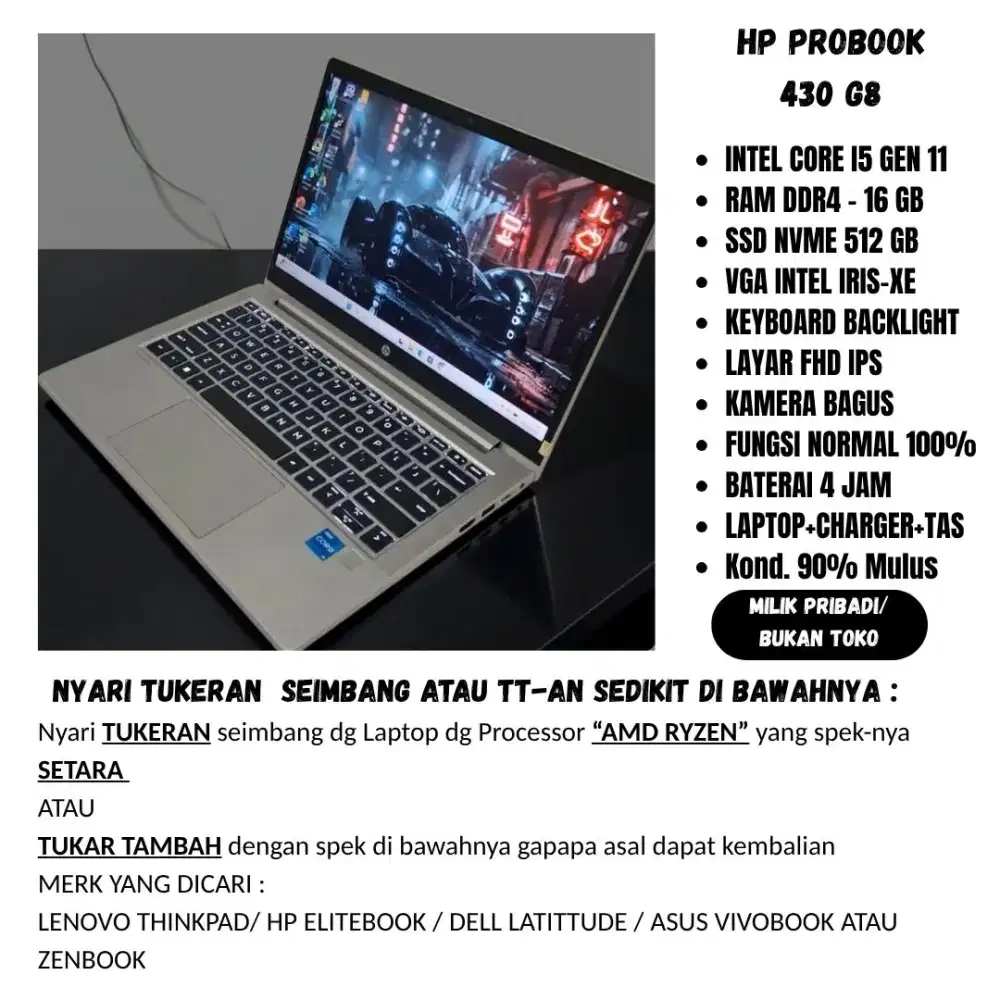 HP PROBOOK 430 G8 | i5 gen 11 | Intel Iris | 16 GB/ 512 GB |