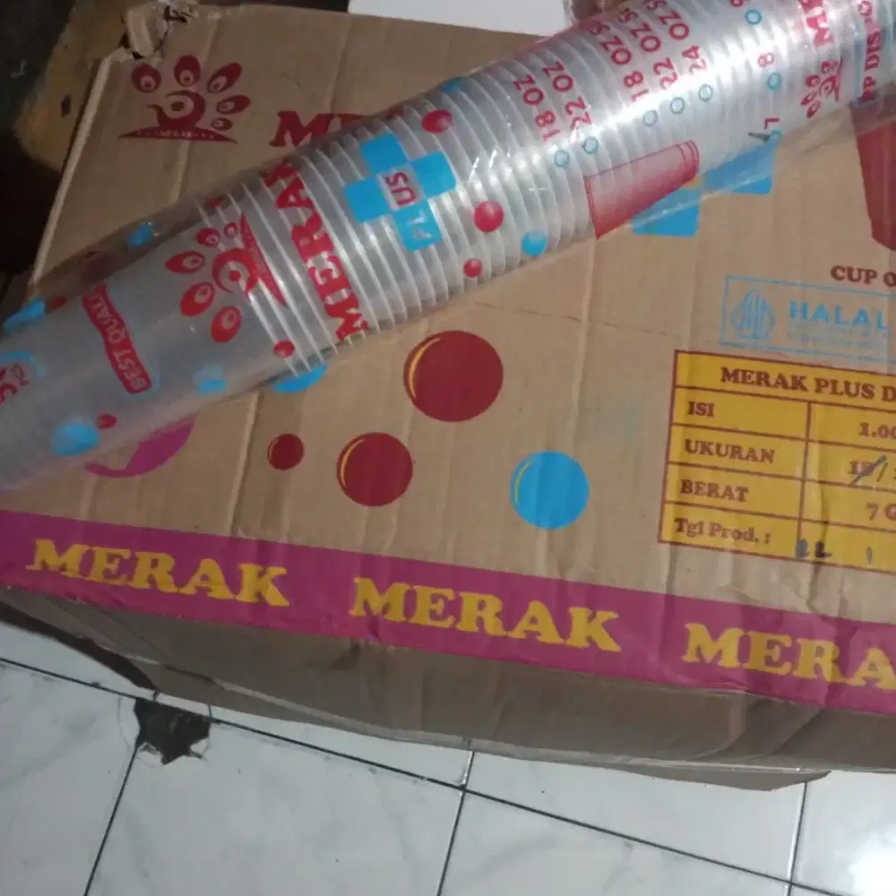 Glass cup plastik 22onz datar