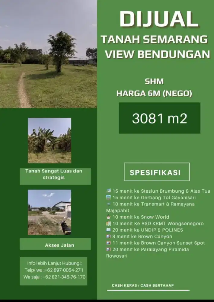 Dijual tanah view Bendungan