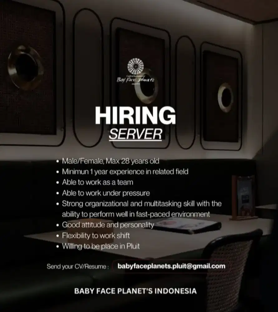 DI BUTUHKAN SECEPATNYA SERVER/WAITER