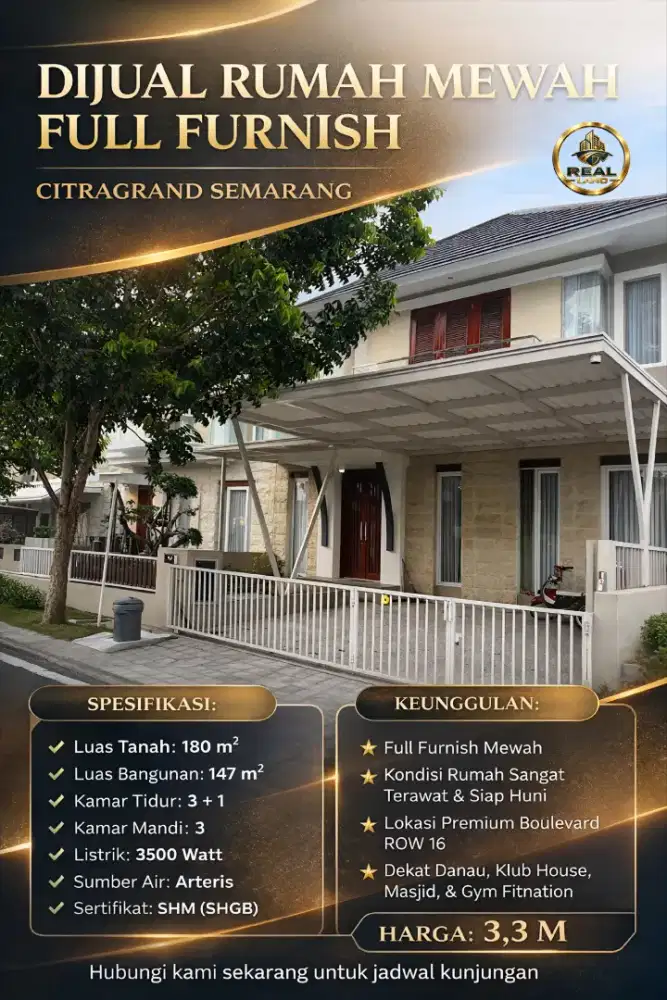RUMAH MEWAH DI CITRAGRAND SEMARANG FULL FURNISHED SIAP HUNI