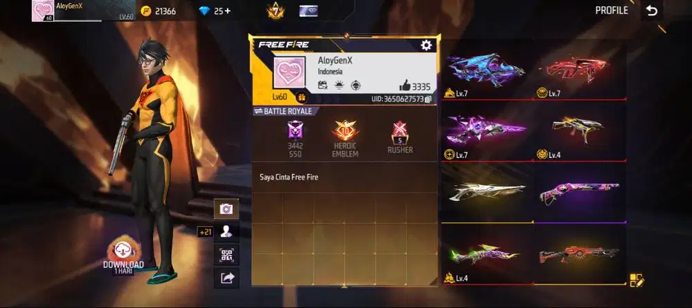 Dijual akun Free Fire Pribadi