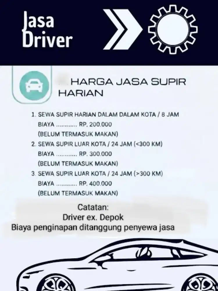 Supir Harian/ Sewaktu Dalam dan Luar Kota