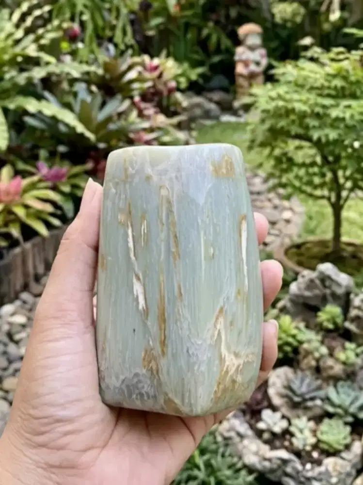 Pajangan F@sil Kayu Hijau Cristal (Giok Pasir Rakit)